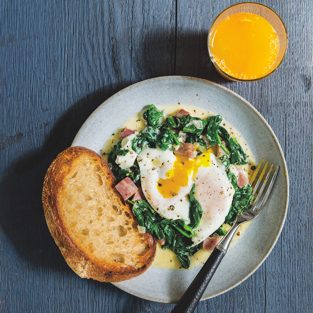 Baked Egg With Ham And Spinach