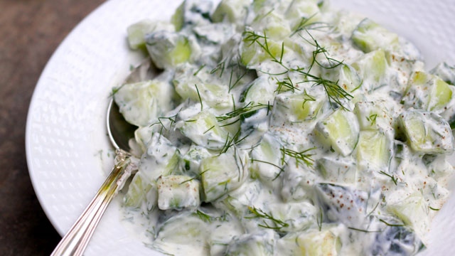 Cucumber Slices With Greek Yoghurt And Dill