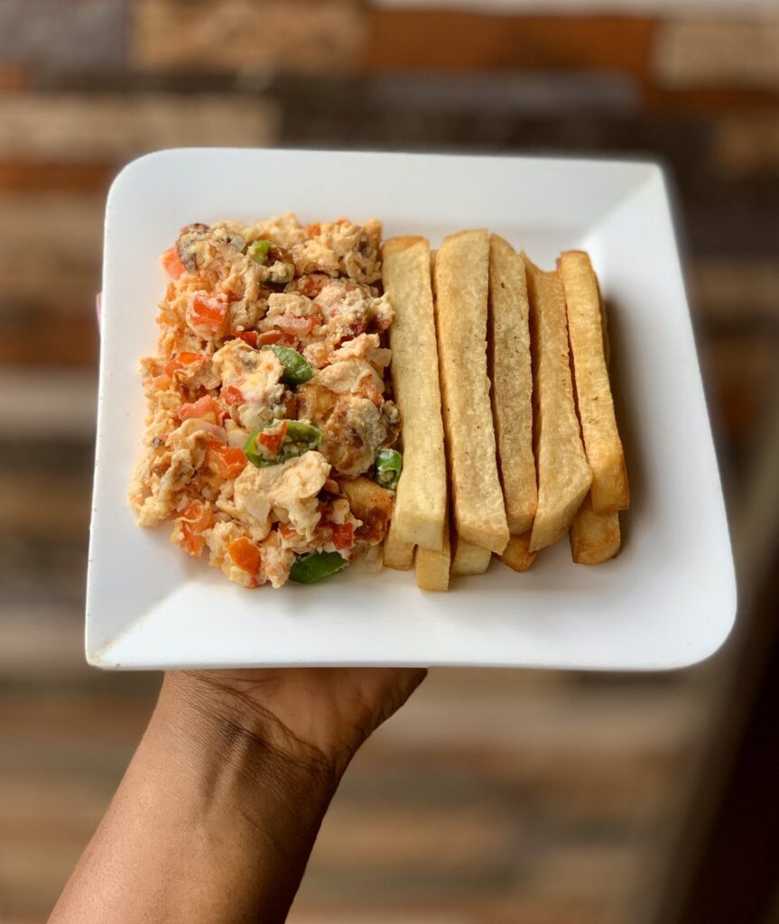 Fried Yam And Egg Sauce